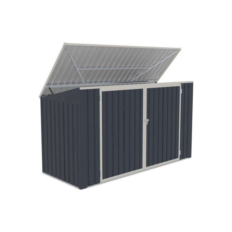 Vente-unique Casetta per il riciclo tripla L237 x P101 x H131 cm in Acciaio galvanizzato Antracite - ILARIO  