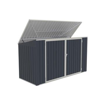 3er Mülltonnenbox aus verzinktem Stahl - Anthrazitgrau - 237 x 101 x 131 cm - ILARIO