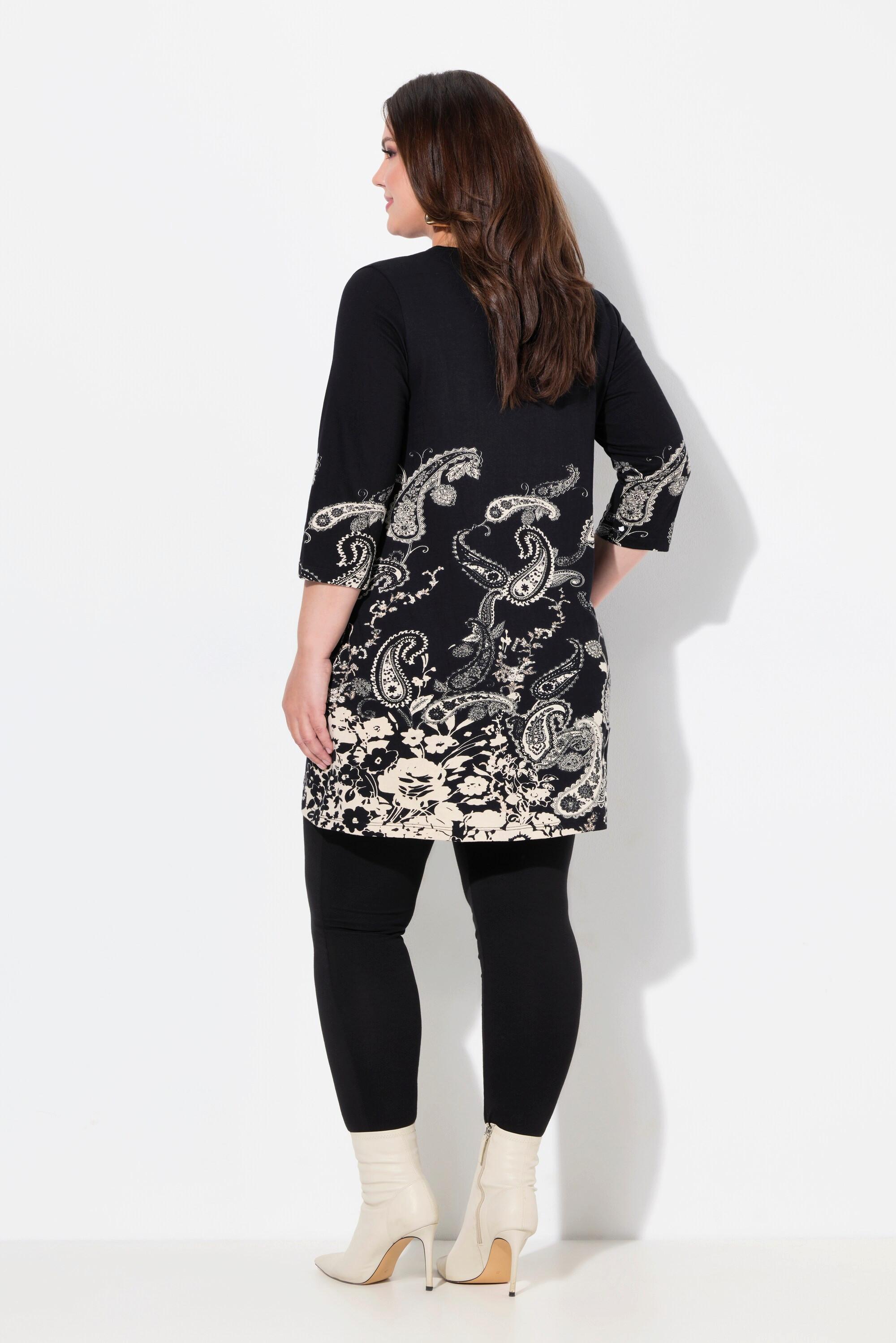 Ulla Popken  Longshirt, bedruckt, Rundhals, Keyhole, Langarm 