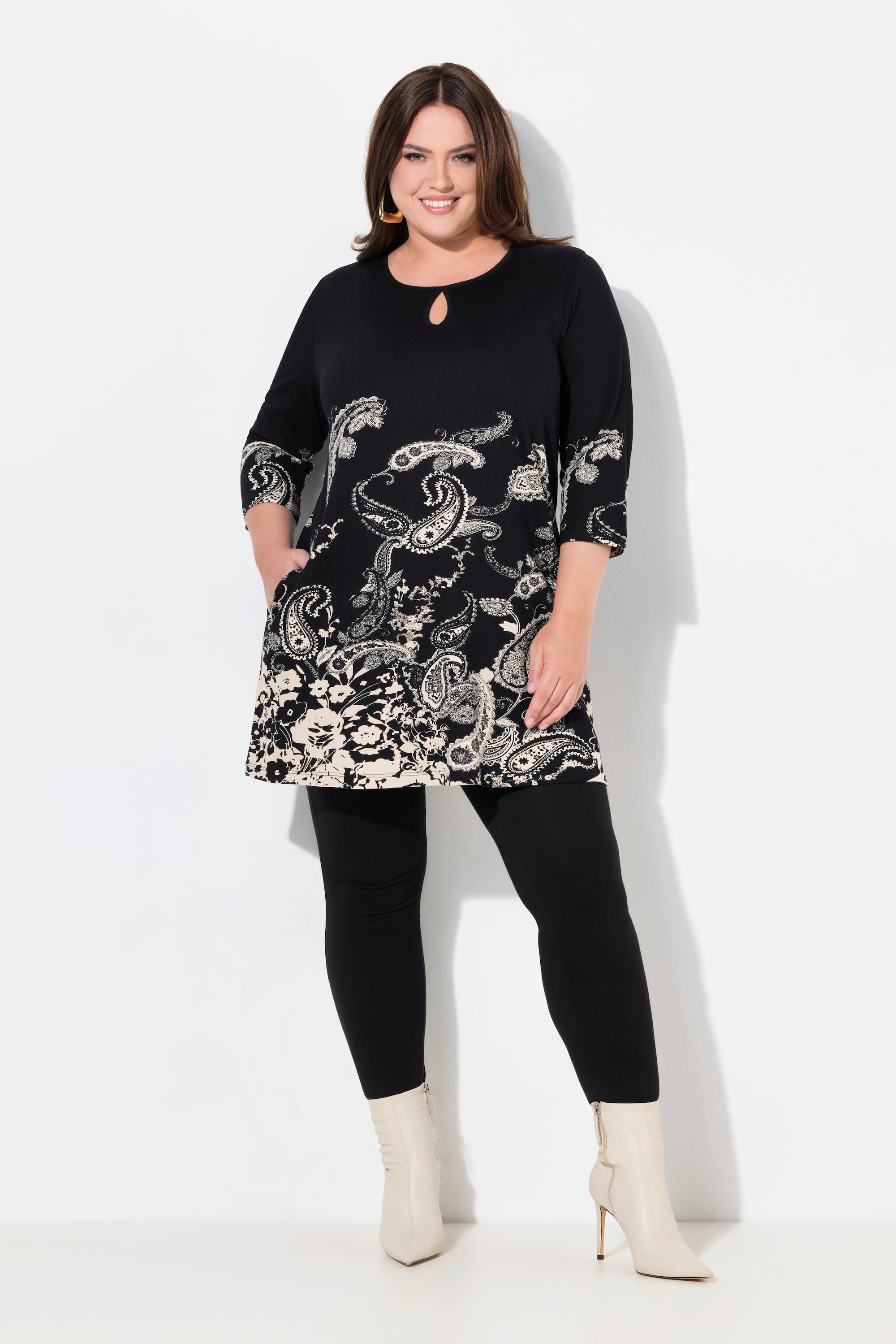 Ulla Popken  Longshirt, bedruckt, Rundhals, Keyhole, Langarm 