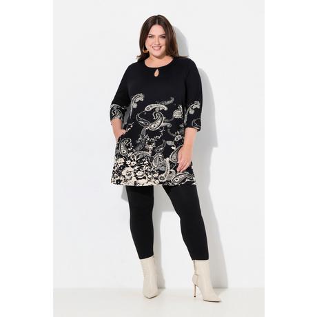 Ulla Popken  Longshirt, bedruckt, Rundhals, Keyhole, Langarm 