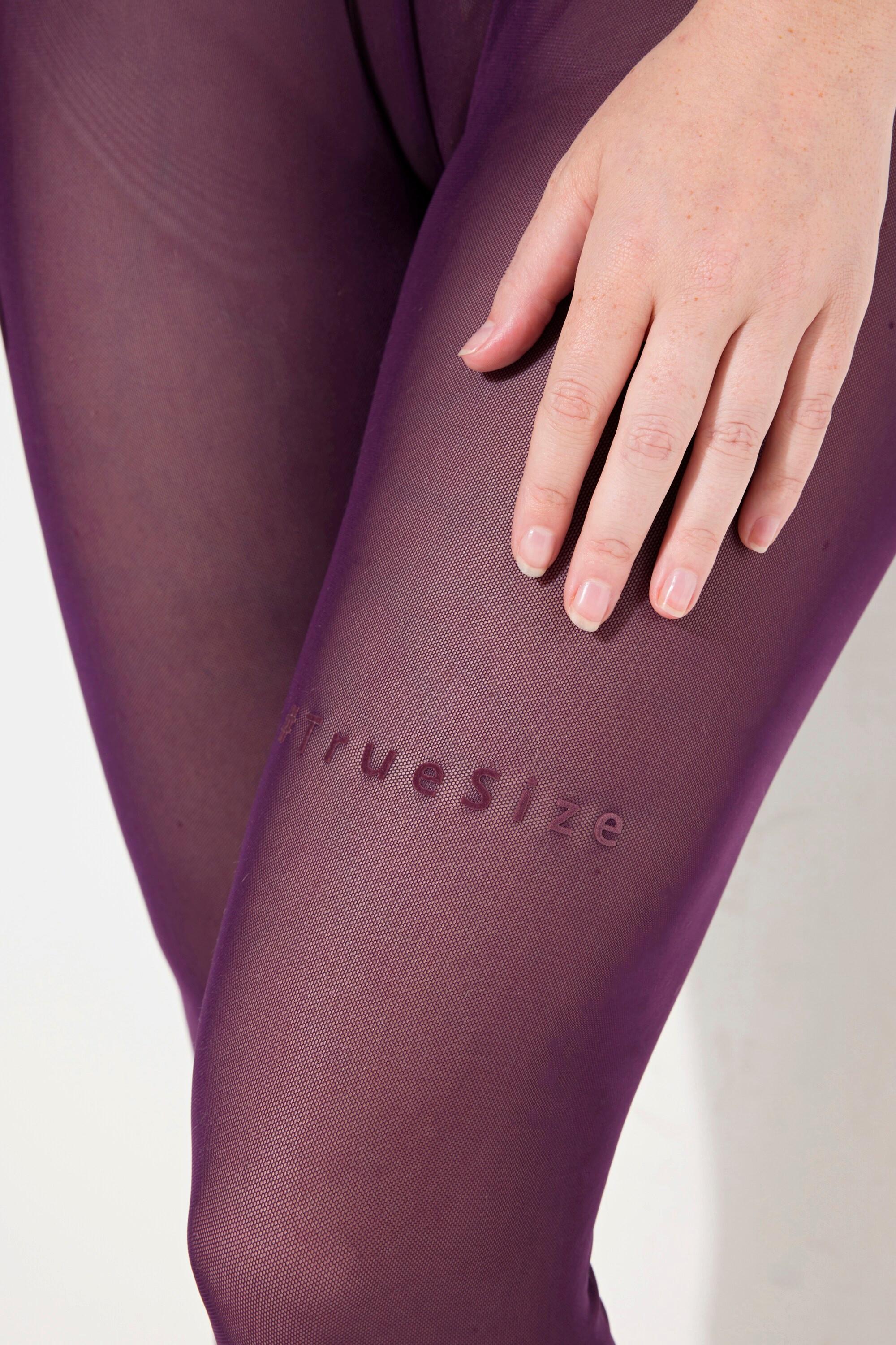 Ulla Popken  Legging-collant en mesh. Message floqué sur la cuisse 