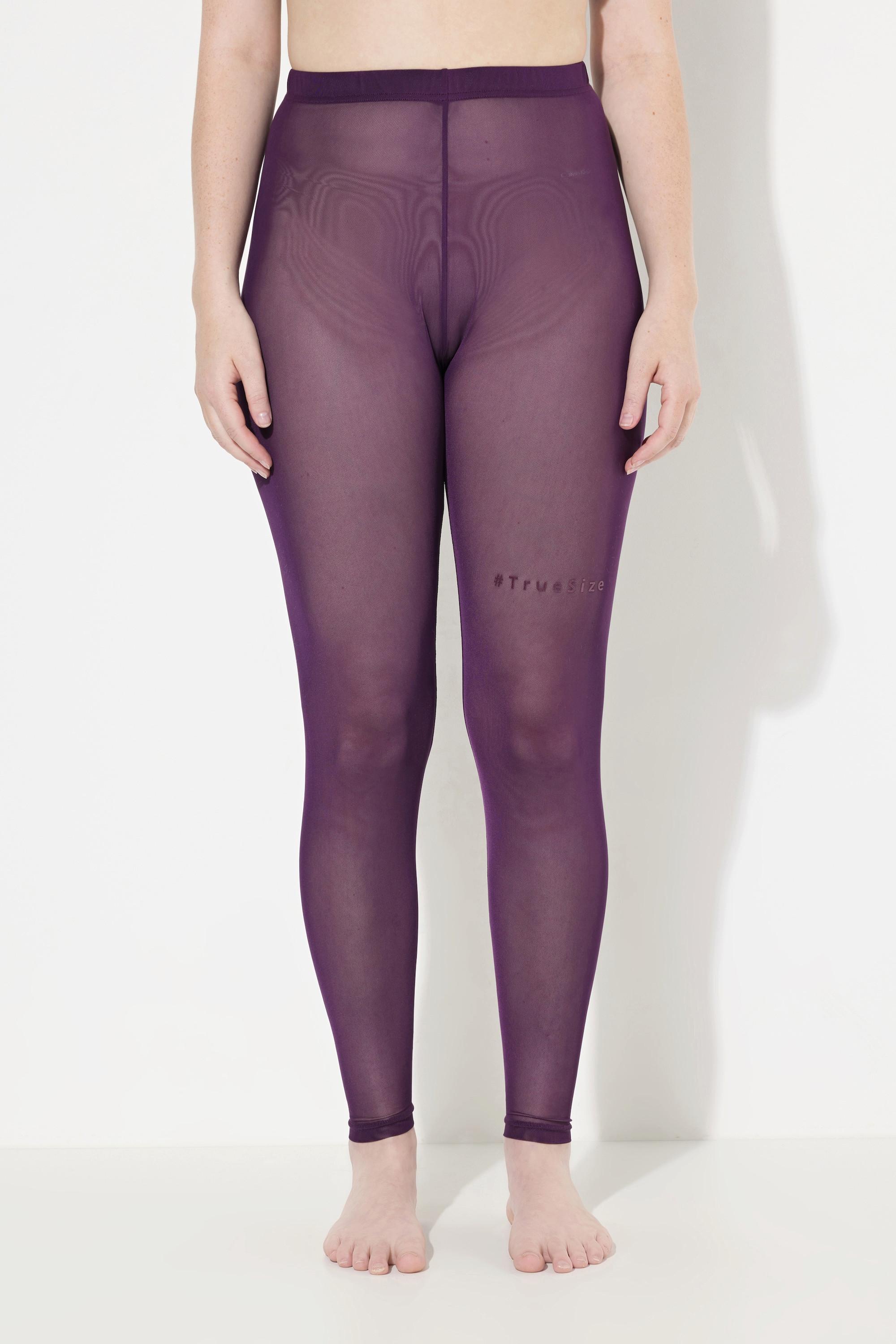 Ulla Popken  Legging-collant en mesh. Message floqué sur la cuisse 