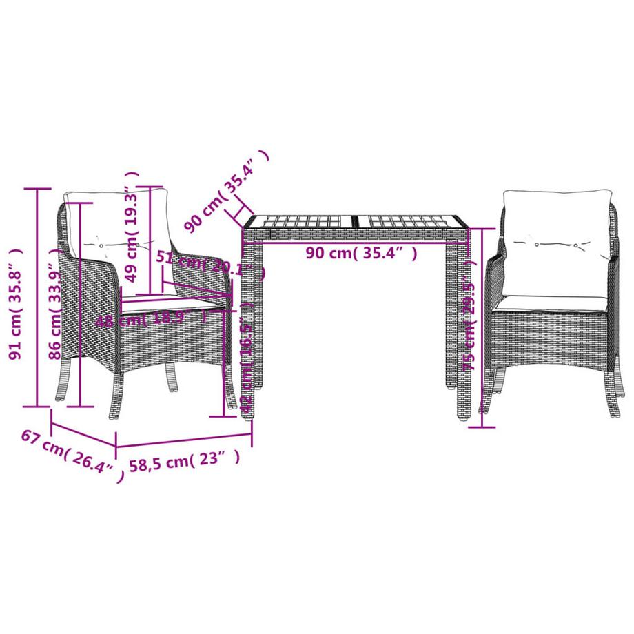 VidaXL set da pranzo da giardino Polirattan  