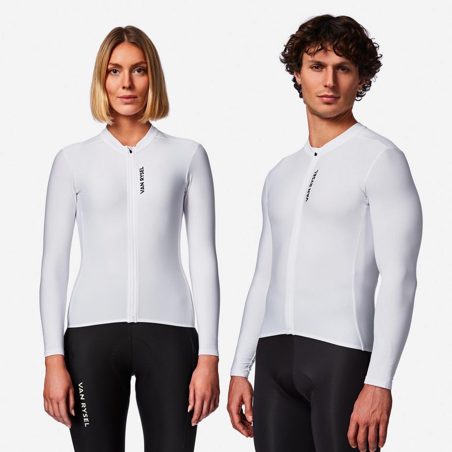 Maillot de vélo de route manches longues mi saison unisexe, RCR-R 2 blanc