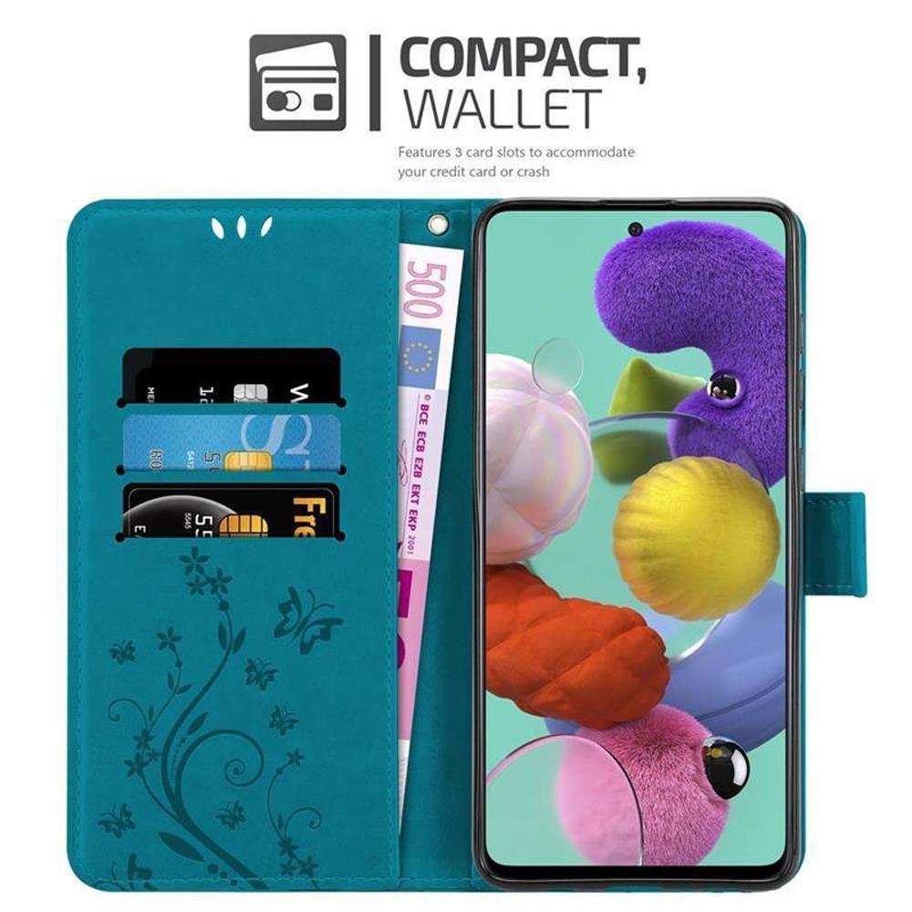 Cadorabo  Housse compatible avec Samsung Galaxy A51 4G / M40s - Coque de protection au design floral avec fermeture magnétique, fonction de support et emplacements pour cartes 