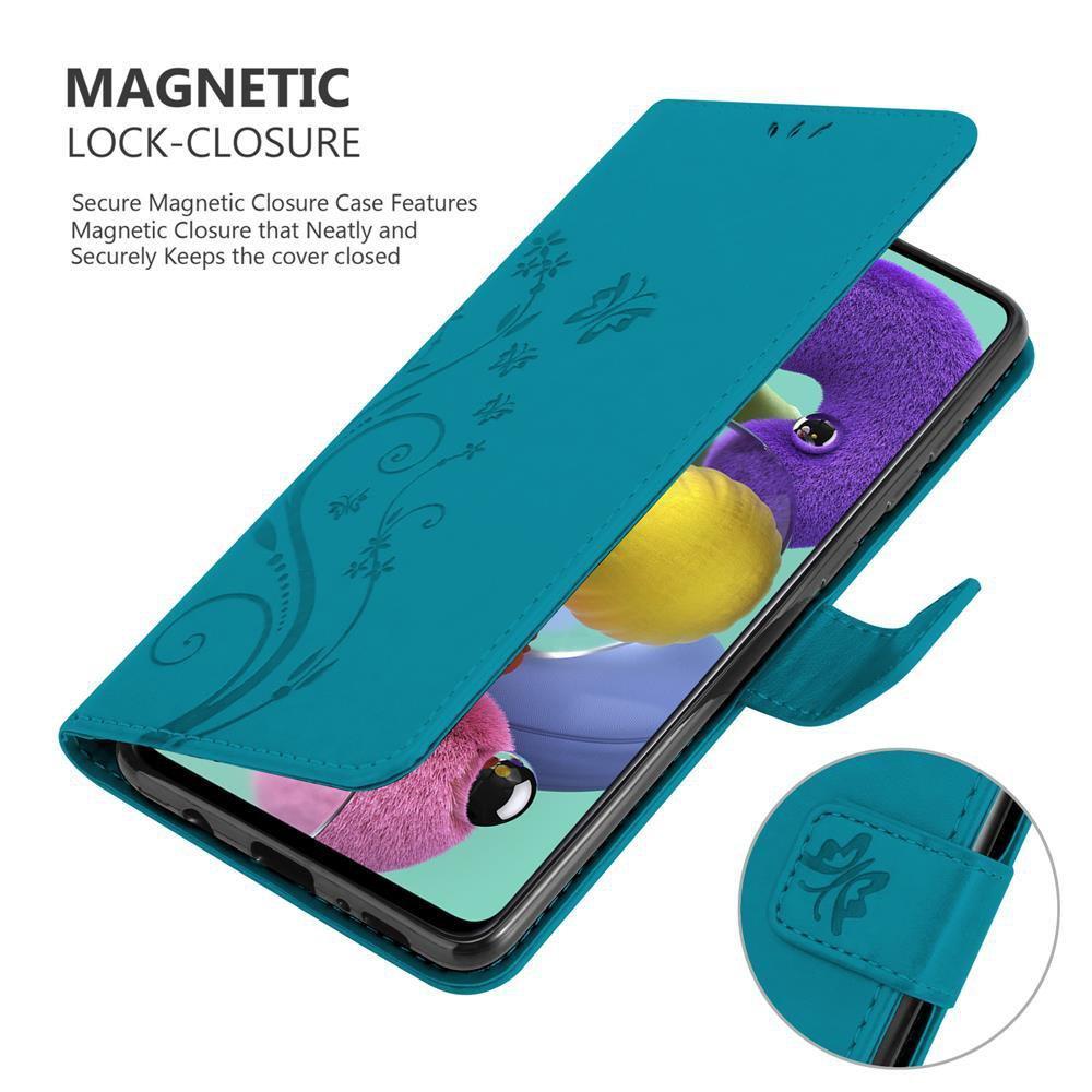 Cadorabo  Housse compatible avec Samsung Galaxy A51 4G / M40s - Coque de protection au design floral avec fermeture magnétique, fonction de support et emplacements pour cartes 