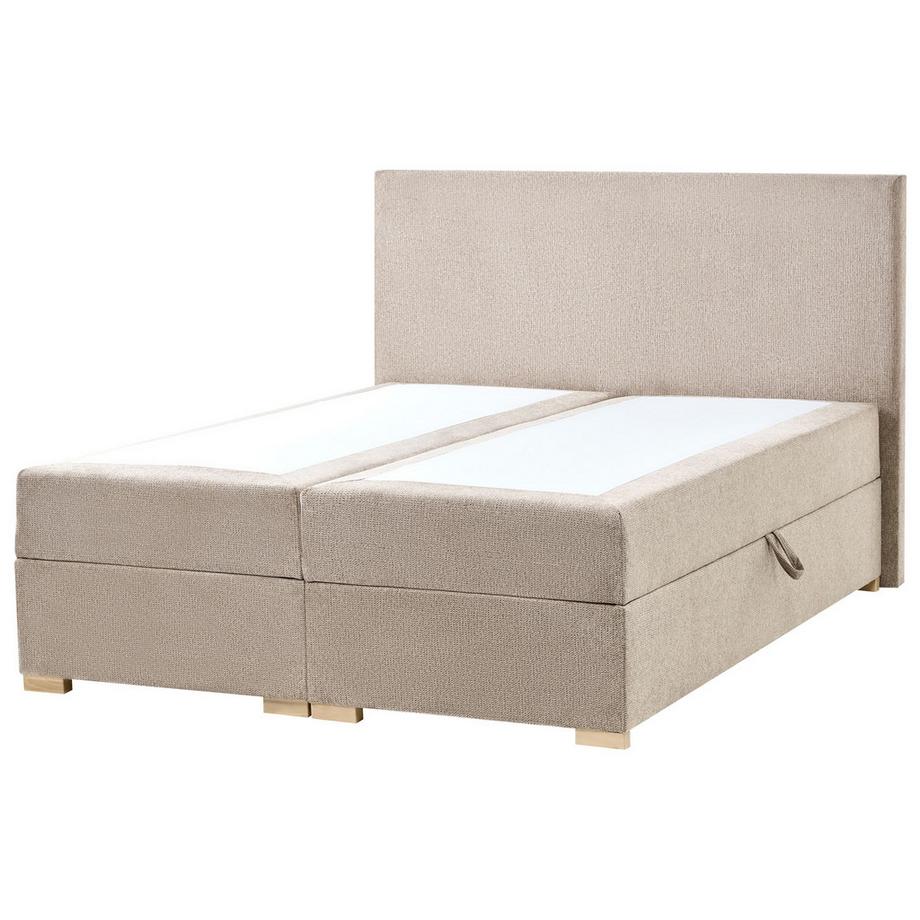 Beliani Lit boxspring avec rangement en Tissu Moderne MAJOR  