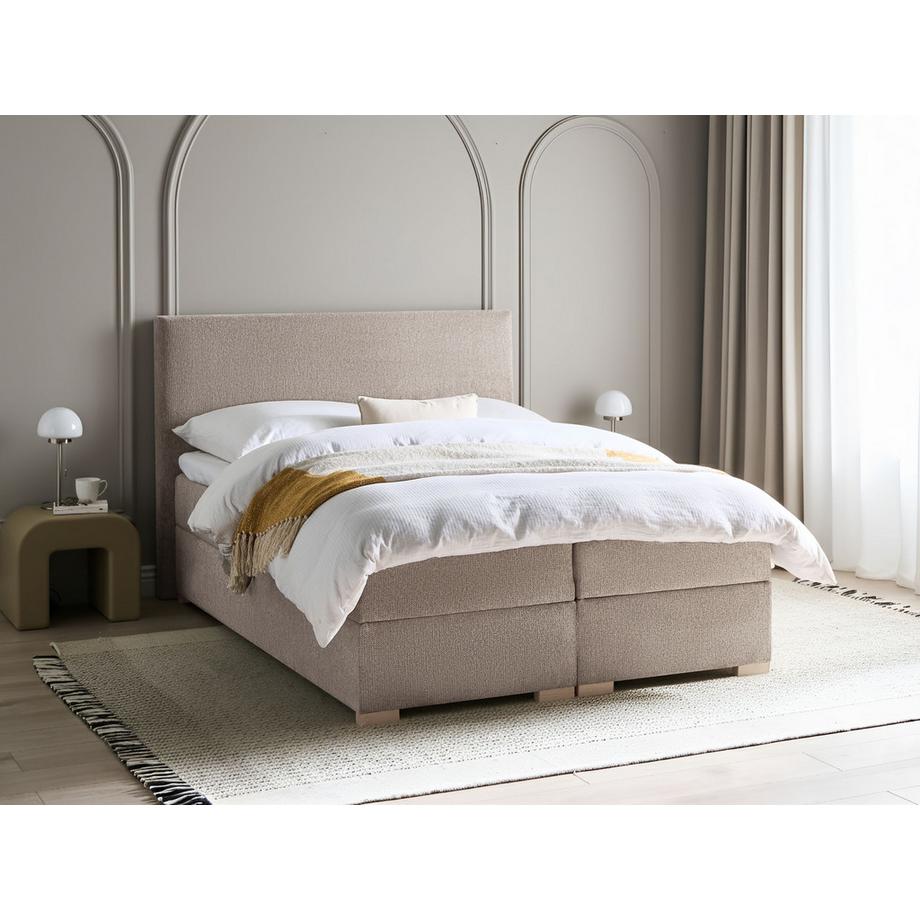 Beliani Lit boxspring avec rangement en Tissu Moderne MAJOR  