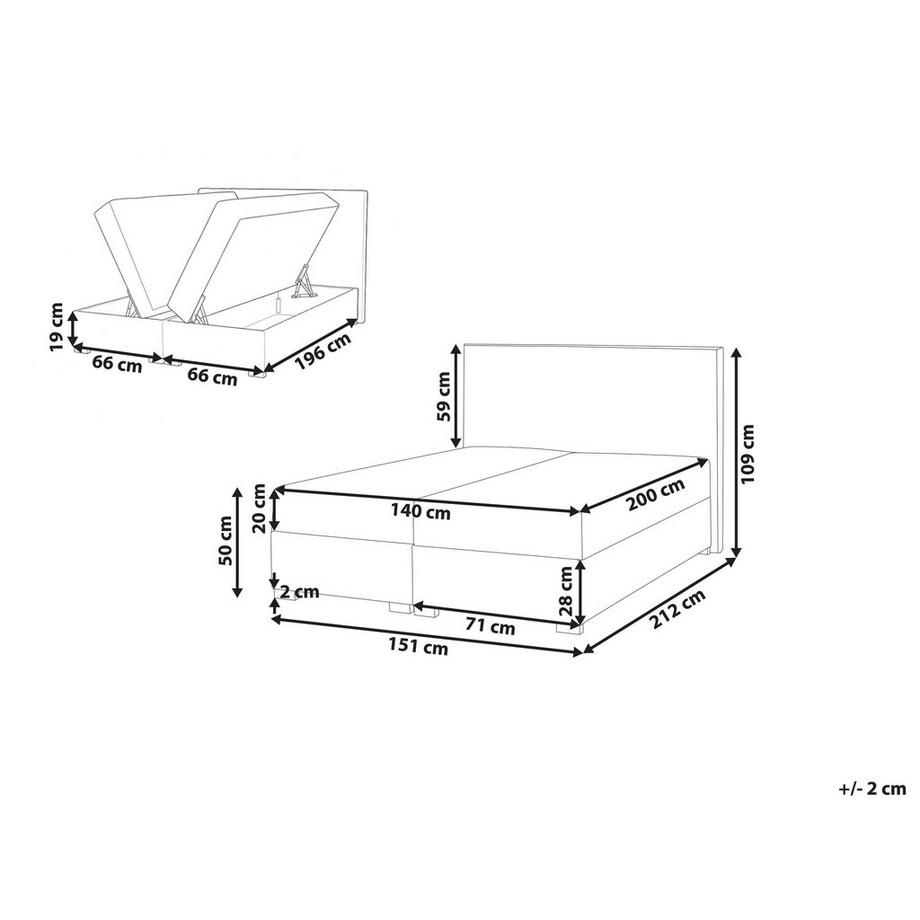 Beliani Lit boxspring avec rangement en Tissu Moderne MAJOR  
