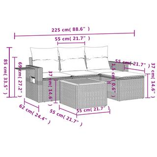 VidaXL set divano da giardino Polirattan  