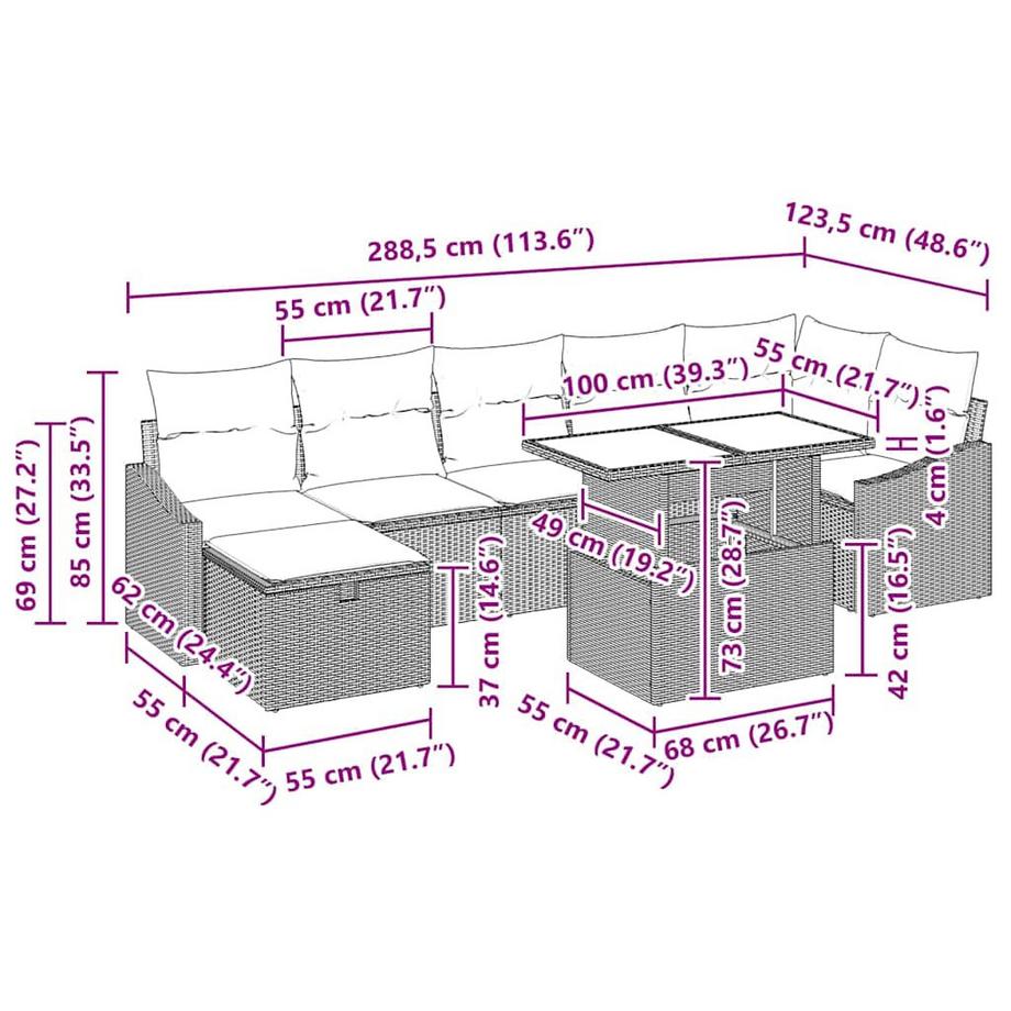 VidaXL Ensemble de canapé de jardin poly rattan  