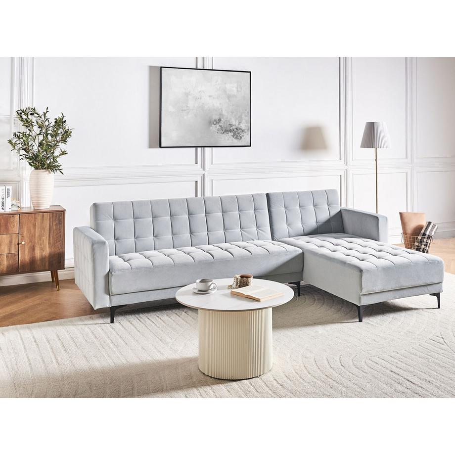 Beliani Canapé d'angle gauche en Velours Glamour ABERDEEN  