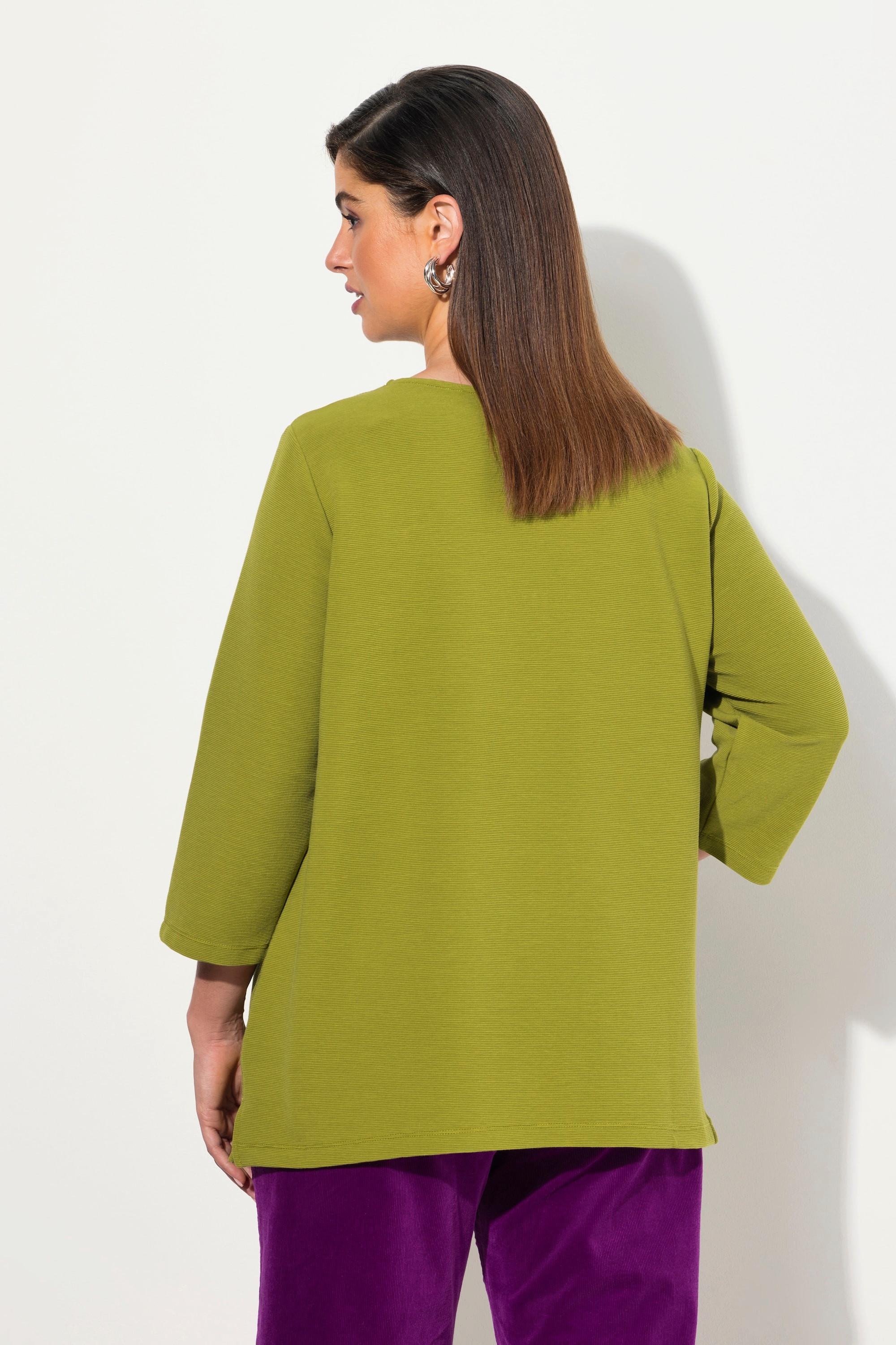 Ulla Popken  Sweatshirt, Querrippen, Rundhals, 3/4-Arm 