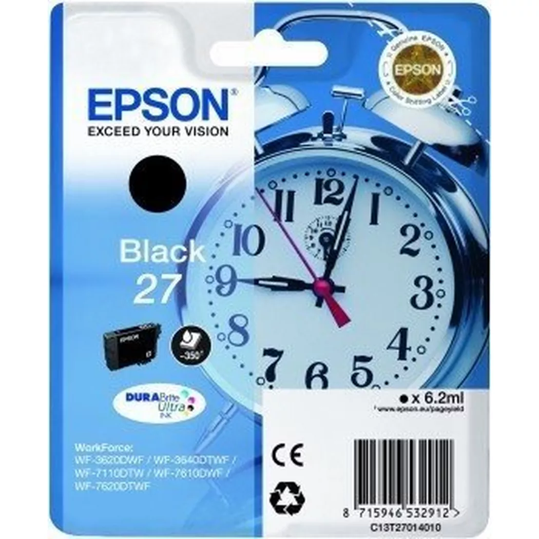 Epson – Tintenpatrone schwarz T270140 WF 3620/7620 350 Seiten, One Size