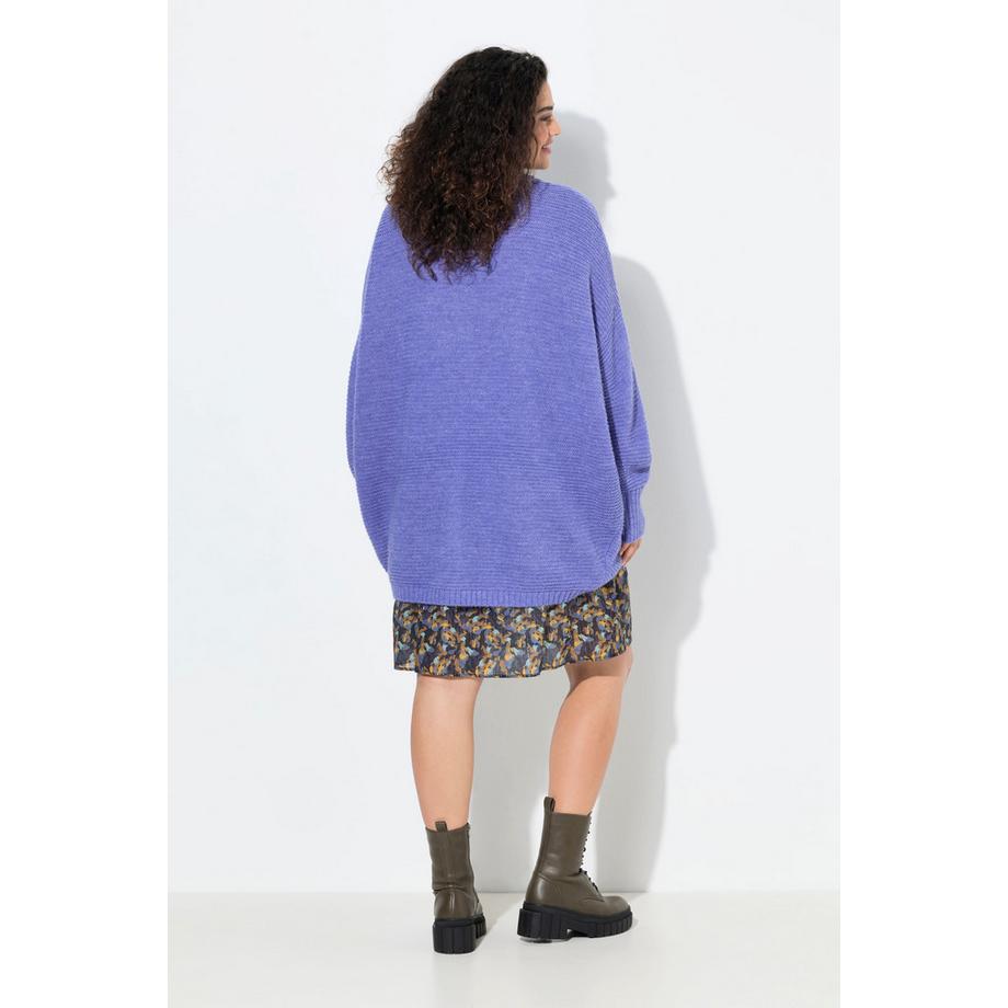 Ulla Popken Cardigan coupe ouverte Egg-Shape avec laine  