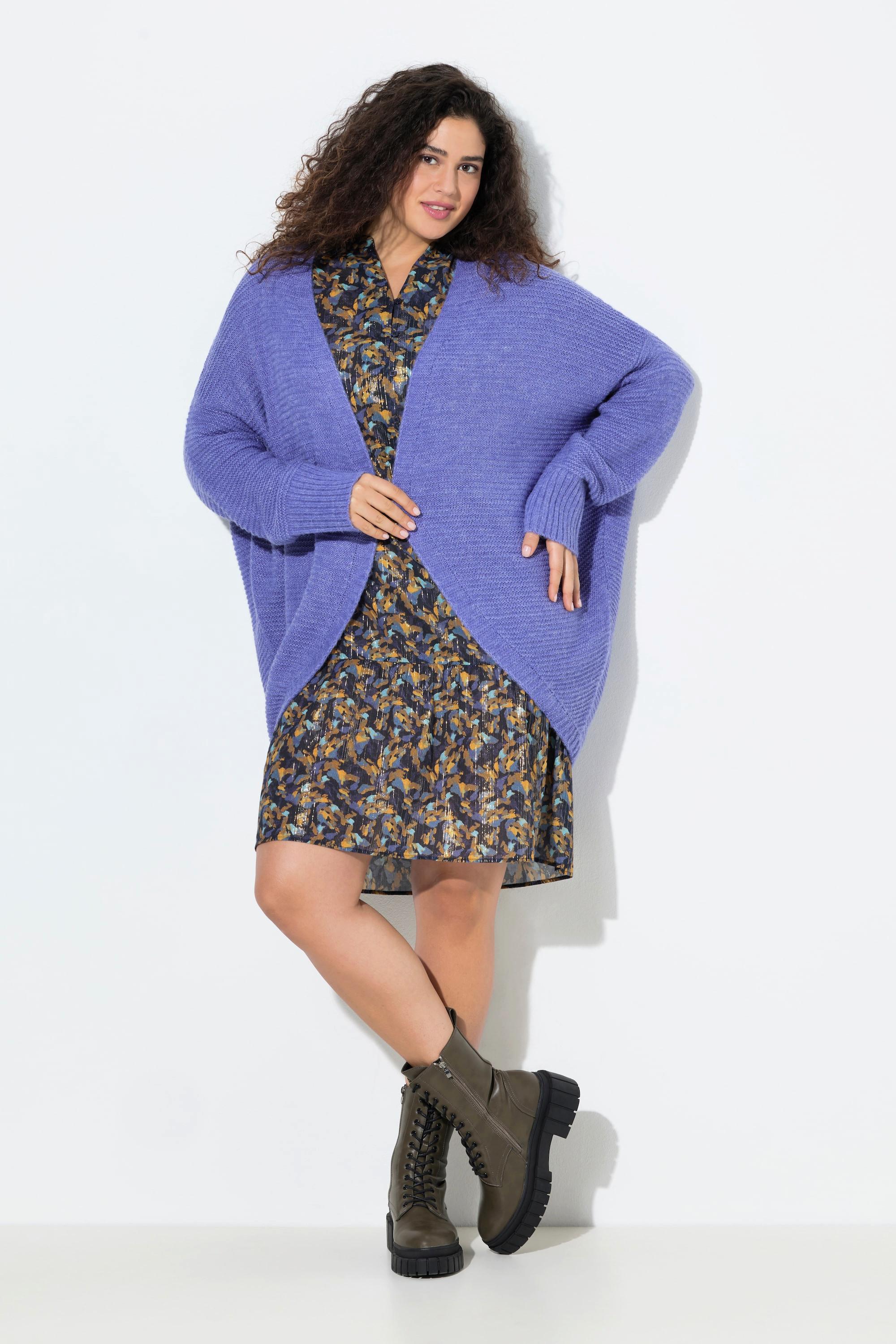 Ulla Popken Cardigan aperto Egg-Shape con lana  
