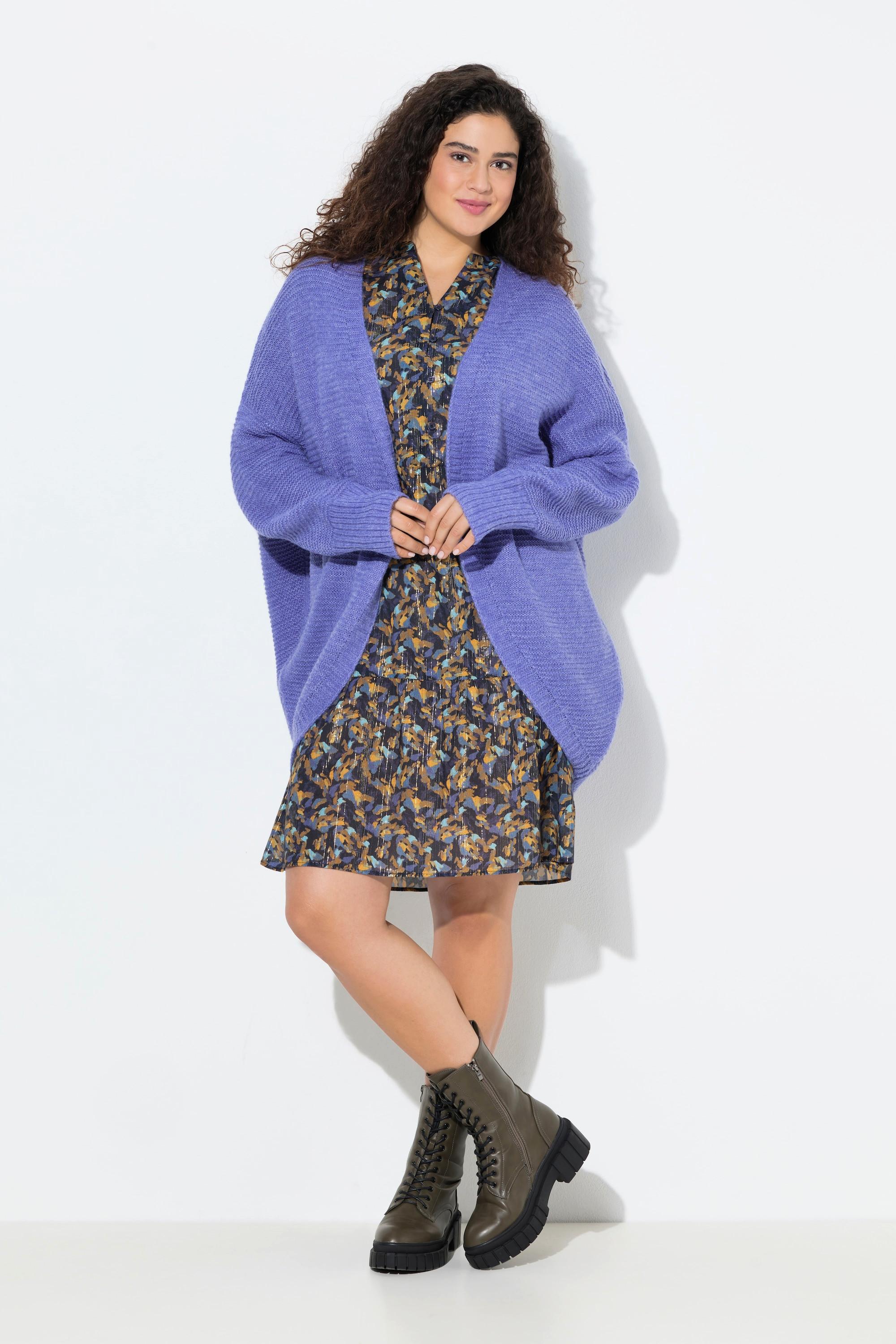 Ulla Popken Cardigan aperto Egg-Shape con lana  