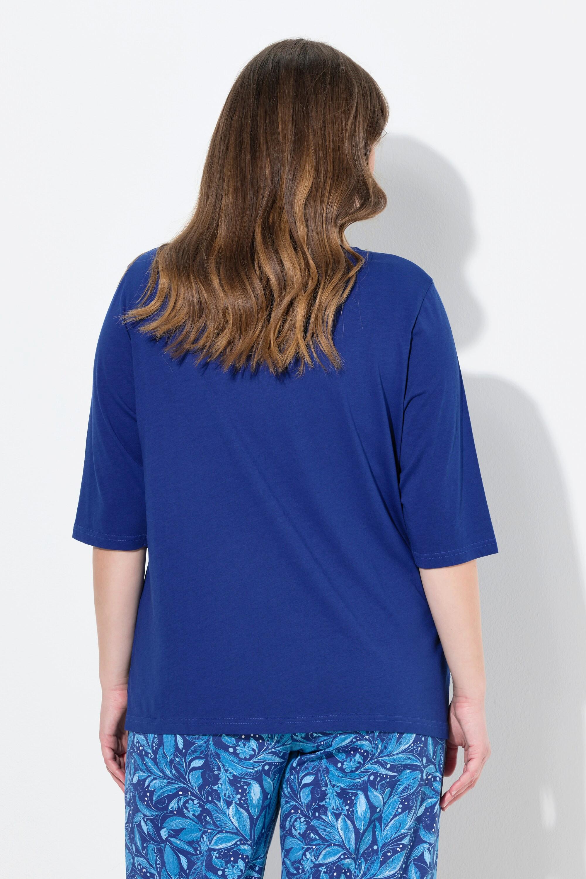 Ulla Popken T-shirt de pyjama Encolure Bateau Manches 3/4 Coton Bio  