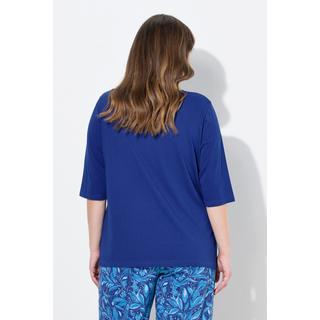 Ulla Popken T-shirt de pyjama Encolure Bateau Manches 3/4 Coton Bio  