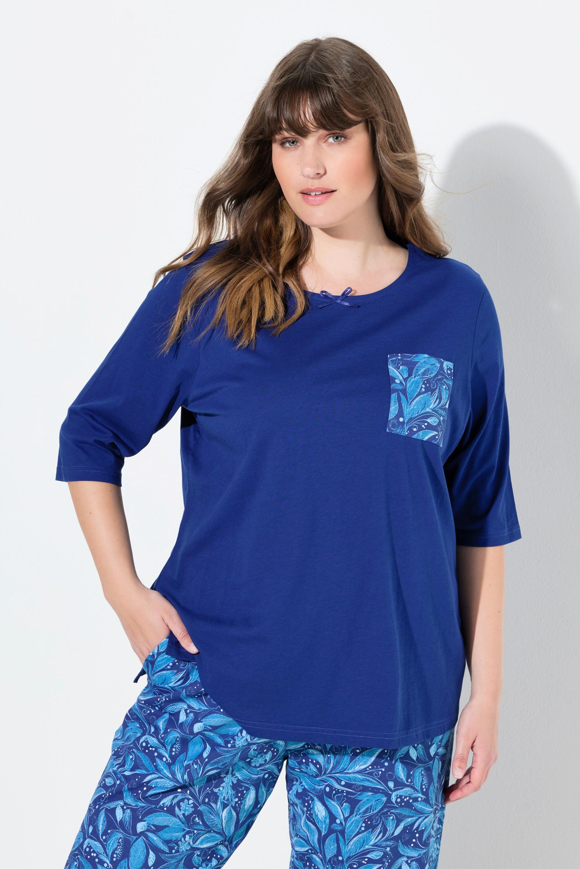 Ulla Popken T-shirt de pyjama Encolure Bateau Manches 3/4 Coton Bio  