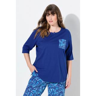 Ulla Popken T-shirt de pyjama Encolure Bateau Manches 3/4 Coton Bio  