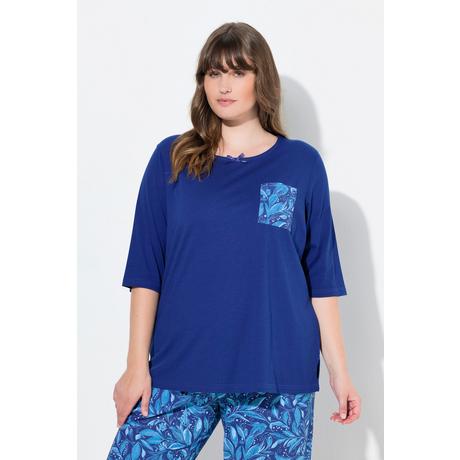 Ulla Popken T-shirt de pyjama Encolure Bateau Manches 3/4 Coton Bio  