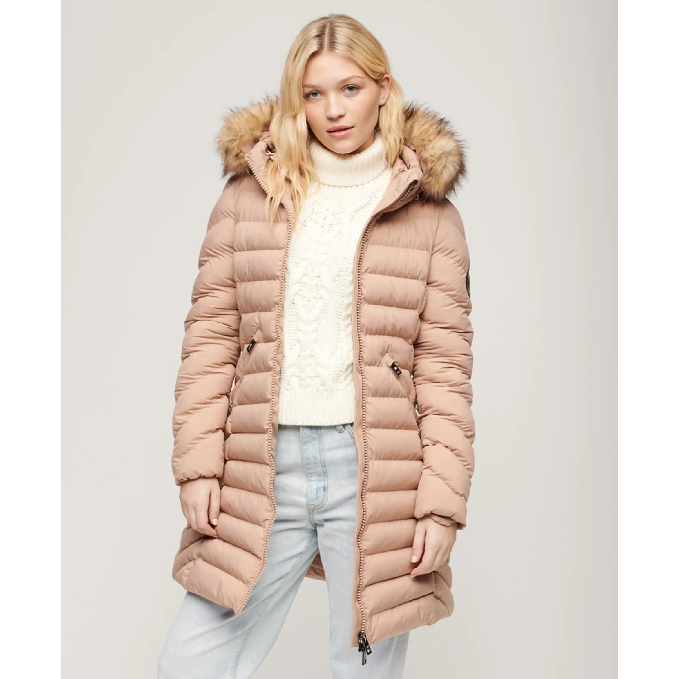 Superdry Fuji Faux Fur Doudoune Mi Longue  