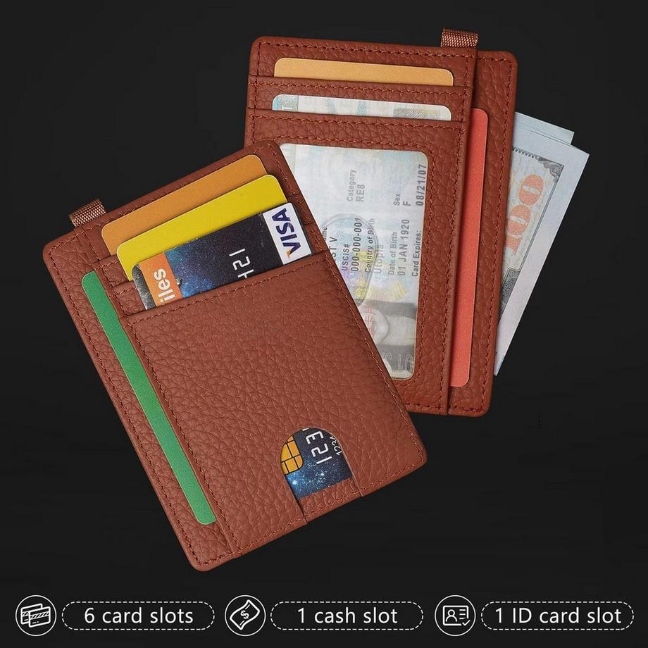 Only-bags.store Portacarte RFID Bloccante in Vera Pelle Sottile  