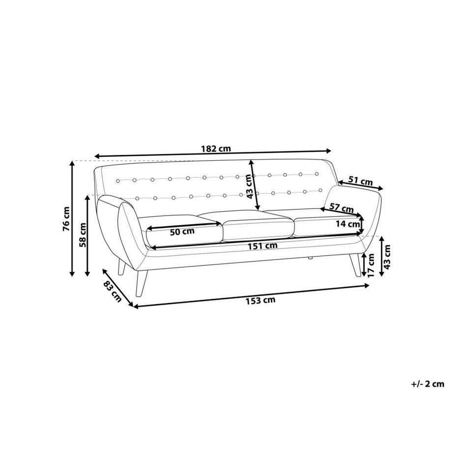Beliani Divano 3 posti en Tessuto Retrò MOTALA  