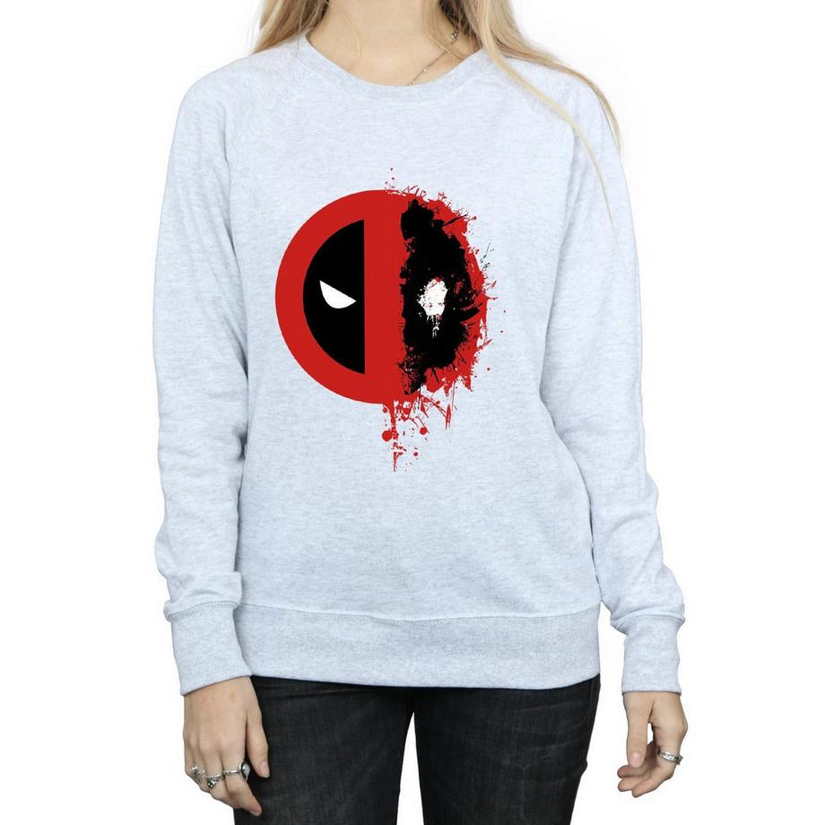 MARVEL Deadpool Splatter Logo Slim Fit Felpa  