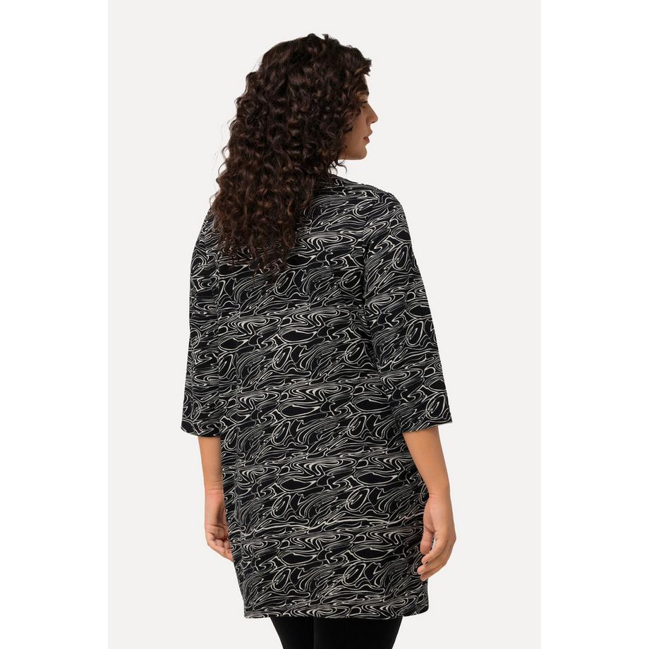 Ulla Popken Wellen A-Linie Tunika-Ausschnitt 3/4-Arm Longshirt  
