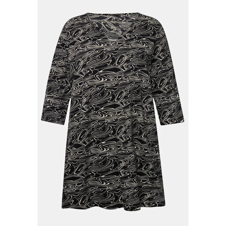 Ulla Popken Wellen A-Linie Tunika-Ausschnitt 3/4-Arm Longshirt  