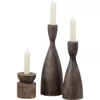mutoni Bougeoir en bois marron Aiden  