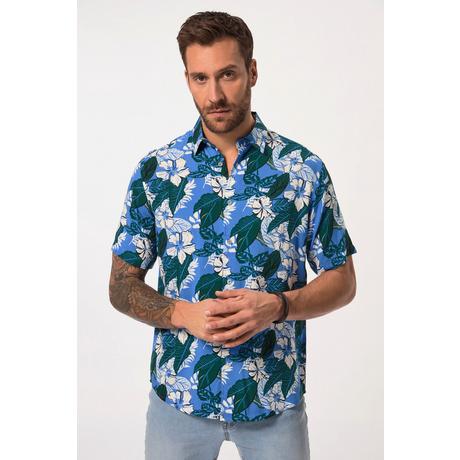 JP1880  Chemise coupe Modern Fit. Manches courtes, col Kent et imprimé floral. Jusqu'au 8XL. 