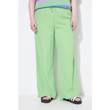 Pantalon en crêpe, jambe large et taille élastique