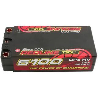Gens ace  Redline Series 5100mAh 7.6V 130C 2S2P HardCase HV Lipo Battery 