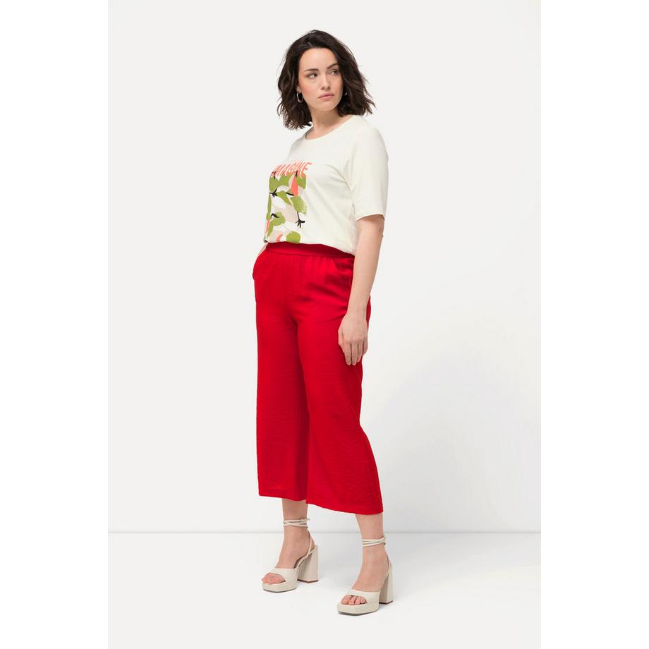 Ulla Popken Jupe-culotte Jambe Large Texture Irrégulière Taille Élastique  
