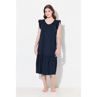 Ulla Popken  Chemise de nuit, décolleté en V, manches papillon, coton bio 