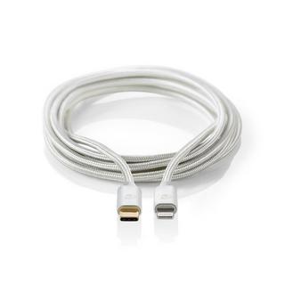 Nedis  Câble Lightning | USB 2.0 | Apple Lightning, 8 broches | USB-C™ mâle | 480 Mbps | Plaqué or | 2,00 m | Rond | Tressé / Nylon | Aluminium | Boîte avec fenêtre couverte 