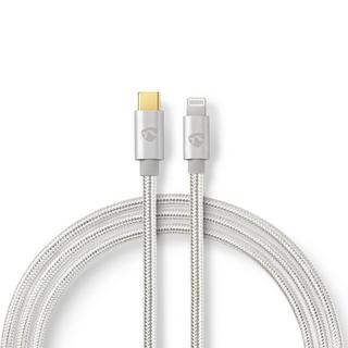 Nedis  Câble Lightning | USB 2.0 | Apple Lightning, 8 broches | USB-C™ mâle | 480 Mbps | Plaqué or | 2,00 m | Rond | Tressé / Nylon | Aluminium | Boîte avec fenêtre couverte 