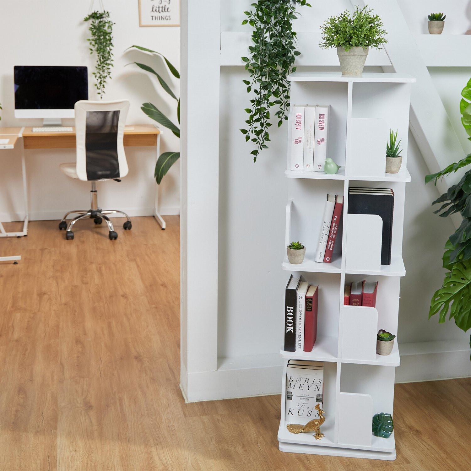 Northix Libreria girevole bianca  