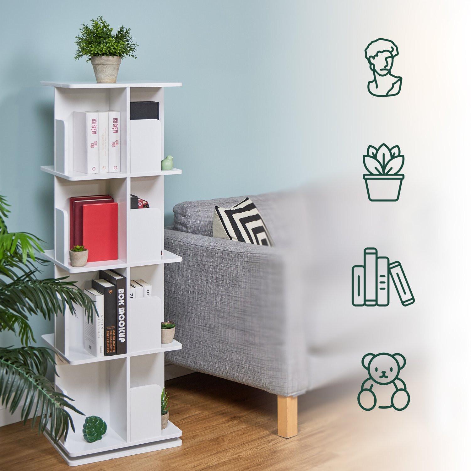 Northix Libreria girevole bianca  