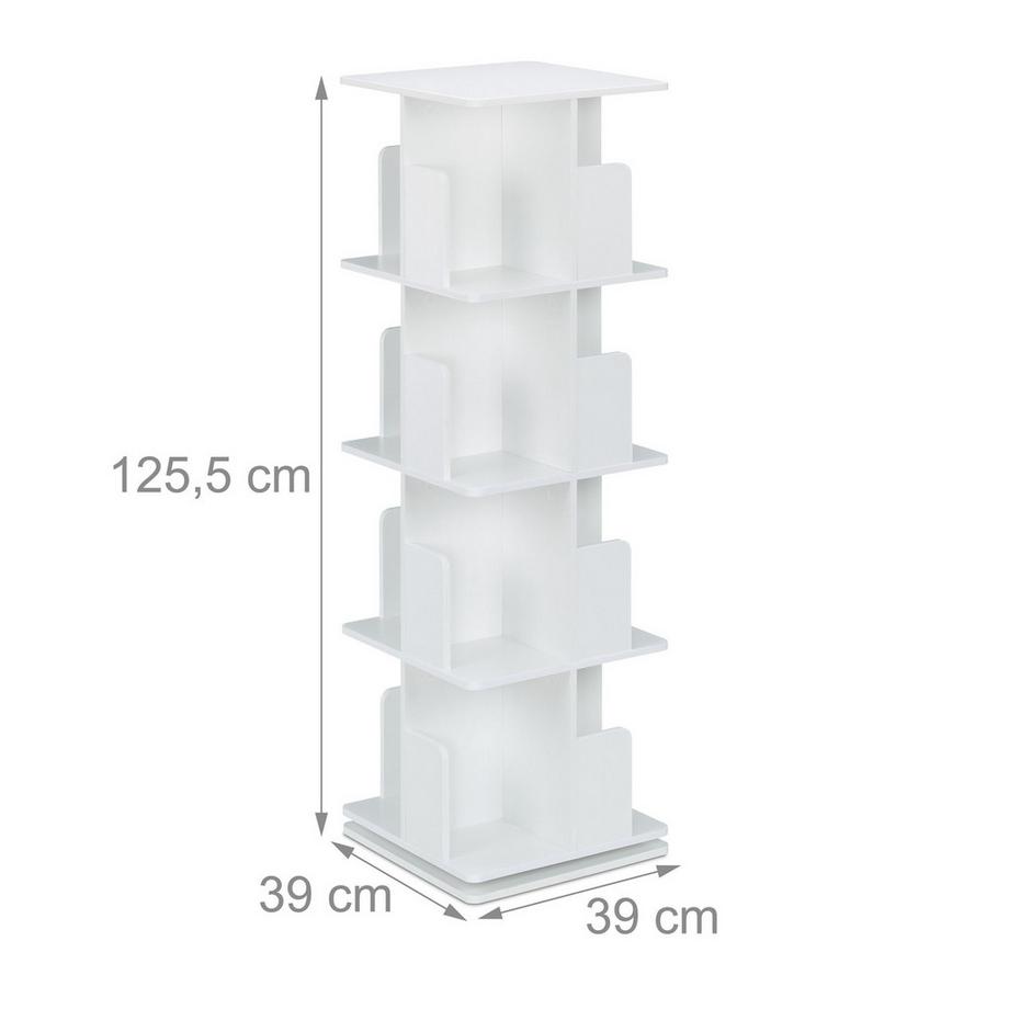 Northix Weißes drehbares Bücherregal  