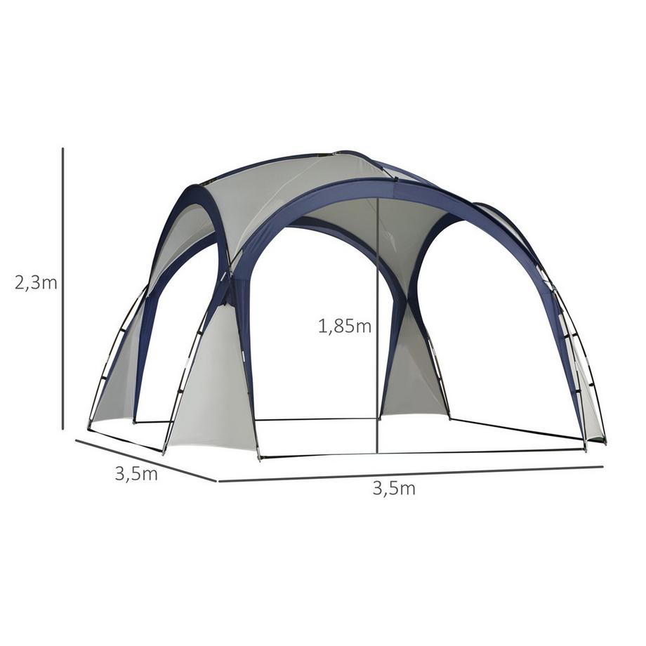 Northio  Campingzelt Gartenzelt Festzelt Partyzelt Sonnenschutz Wetterfest Glasfaserstange + Polyester Cremeweiß + Blau 3,5 X 3,5 X 2,3 M 