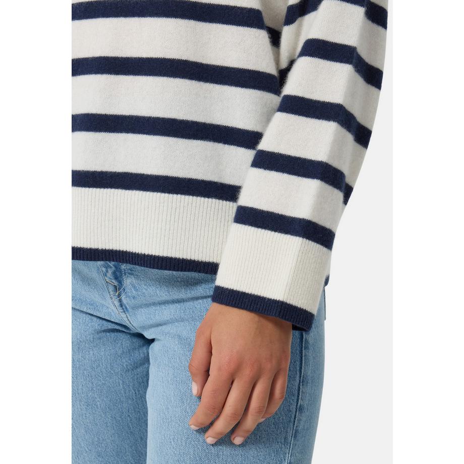 CASH-MERE.CH Kaschmir Rundhals Pullover gestreift  