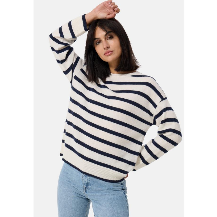 Kaschmir Rundhals Pullover gestreift