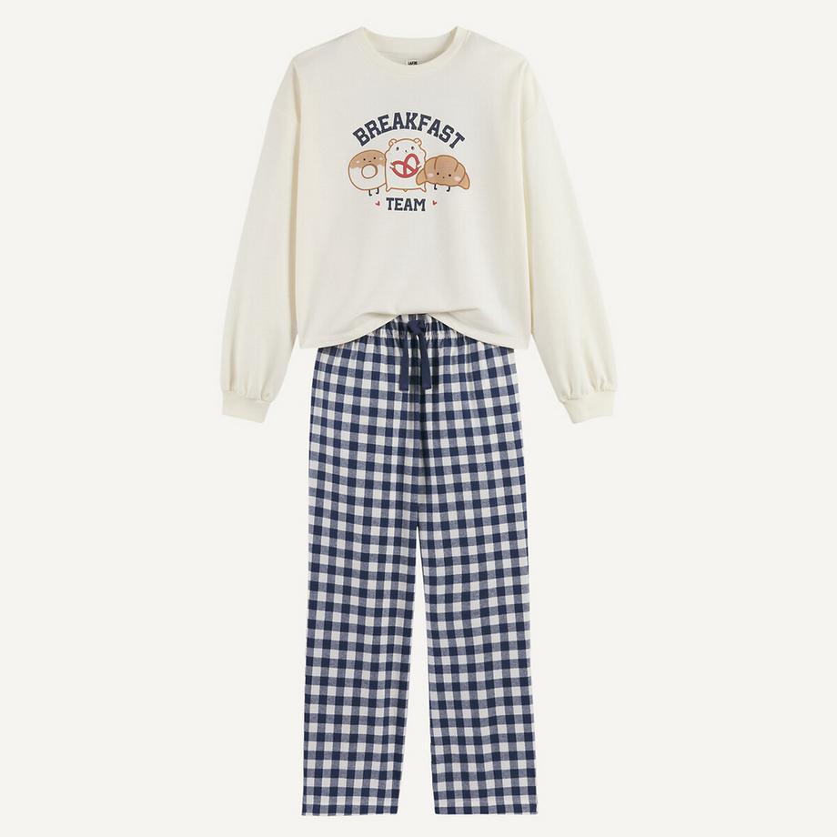 Pyjama mit Oberteil aus Molton