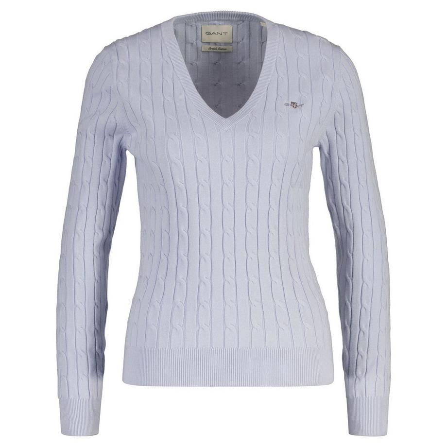 Pull en tricot  Conforme à la silhouette-STRETCH COTTON CABLE V-NECK