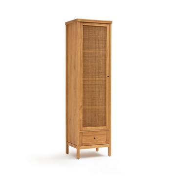 Armoire 1 porte pin massif et cannage